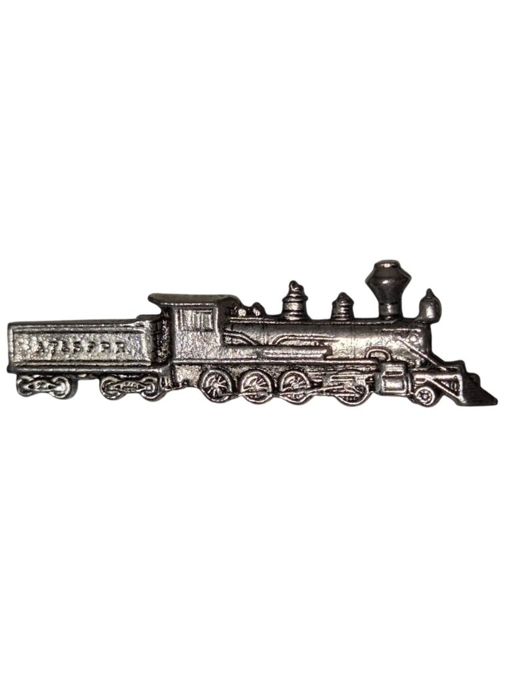 Vintage Railroad Locomotive Train Hat Pin Badge Silver Tone Dual Clutch Back